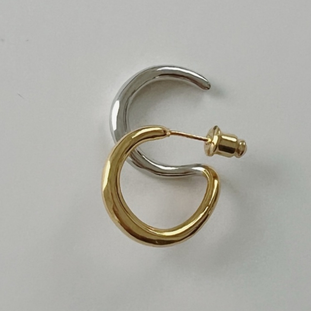 NWOT - Gold and Silver Hoop Huggie Earrings